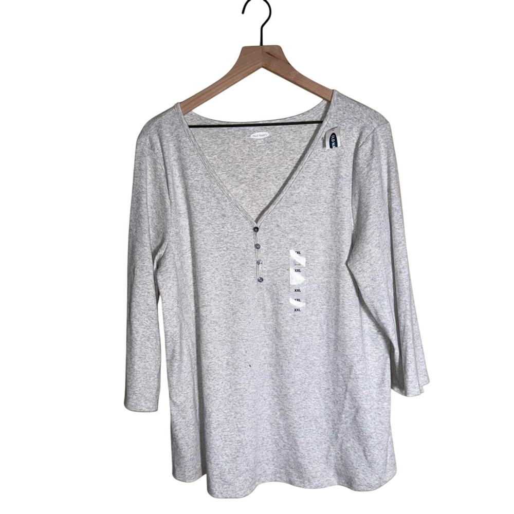 NWT OLD NAVY ribbed plus size button front Henley long sleeve shirt XXL